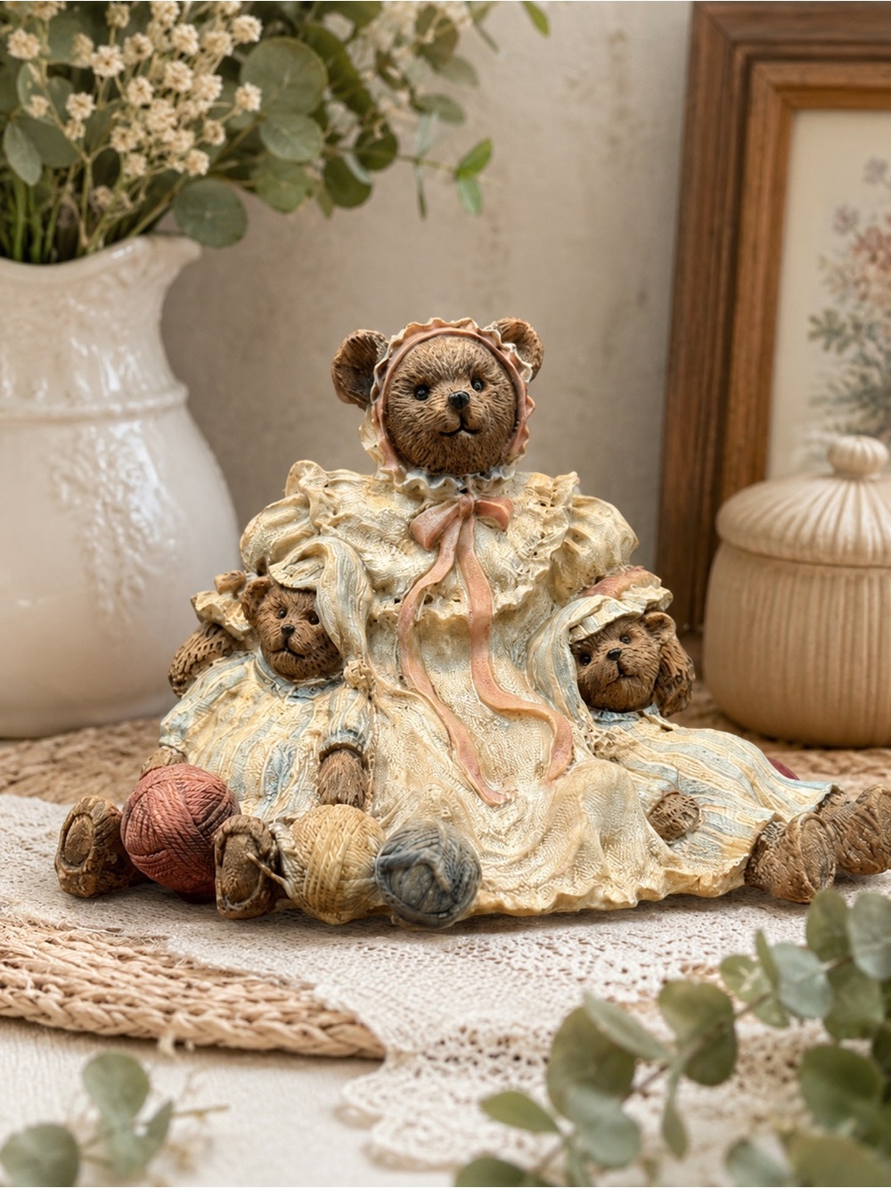 Janet Kruskamp Pajama Party Teddy Bear Figurine w Box Vintage 1999